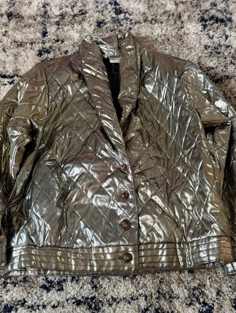 Joan Walters Metallic Gold Quilted Jacket M